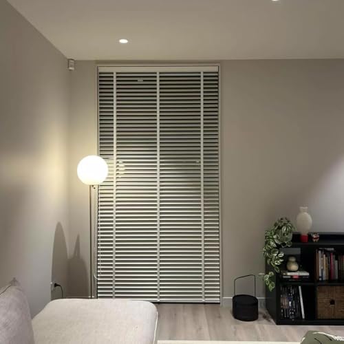 Drewniane żaluzje weneckie z filtrowaniem światła, 60 x 180 cm, białe rolety do drzwi wewnętrznych, do domu, kuchni, patio i biura, zaciemniające, poziome żaluzje