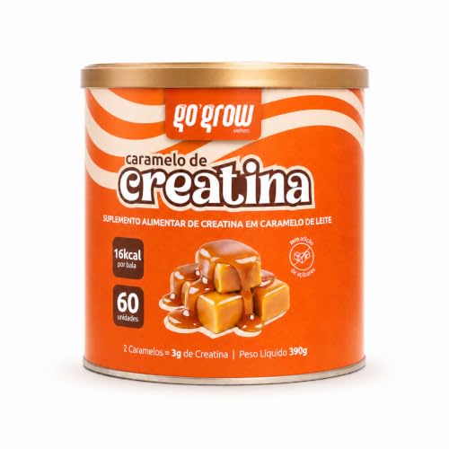 GO GROW Creatina Monohidratada Mastigável Caramelo 3g, 60 Un