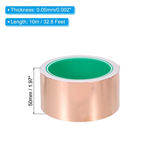 Image of PATIKIL Copper Foil Tape 1.97 Inch x 33 Feet 0.05mm Thick Double Sided Conductive Adhesive EMI Shielding for Electronics, Circuits, Grounding