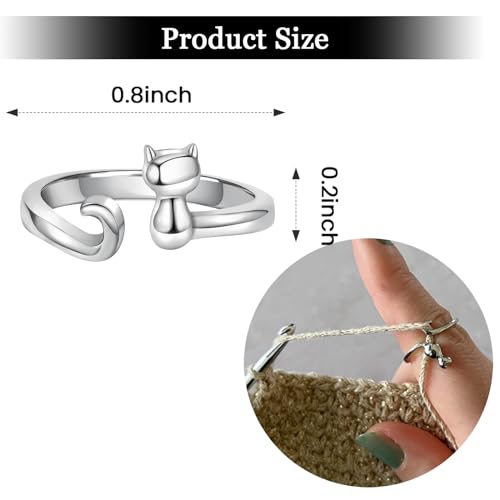 Image of Namifin Crochet Ring for Fingure Adjustable Crochet Tension Ring Yarn Tension Rings Easy Crocheting Crochet Accessories Mother Grandma Thanksgiving Presents