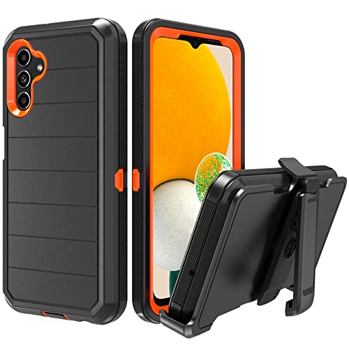 Designed for Samsung Galaxy A13 5G Case with Belt Clip & Kickstand, Full-Body Triple Layers Rugged Case with Screen Protector for Samsung Galaxy A13 5G 6.5 inch Phone (Purple+Black)