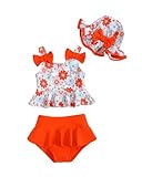 Mioglrie Toddler Swimsuit Girl 2t 3t Swimsuit Girls Toddler Bathing Suit Girl Beach Swim Suit Two Piece Orange Dasiy Bikini Summer Swimwear Tankini Set