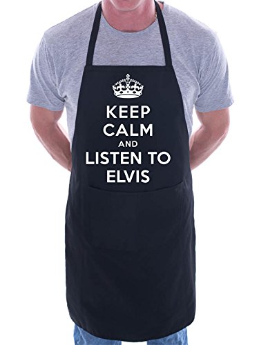 Print4U Keep Calm And Listen To Elvis BBQ Cooking Funny Novelty Apron Black