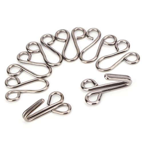 Pssopp 10Set Covered Hook Eye Closures, Antique Gold Tan Large Covered Hook Eye Sewing Closure for Fur Coat Jacket Cape Bra Books Crafts, Made of Durable Metal with an Antique (Fasten The Diameter of