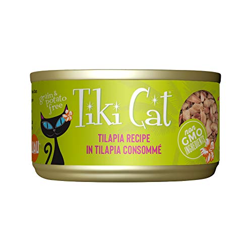 Image of Tiki Cat Luau Shredded Meat, Tilapia Recipe in Tilapia Consumme, Grain-Free Balanced Nutrition Wet Canned Cat Food, For All Life Stages, 2.8 oz. Can (12 Count)
