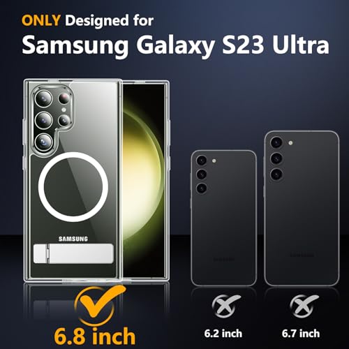 Image of SPIDERCASE Magnetic for Samsung Galaxy S23 Ultra Case, [3 Stand Ways][ Military Grade Drop Protection] with Invisible Stand Shockproof Slim Case for Samsung S23 Ultra 6.8 inch, Clear