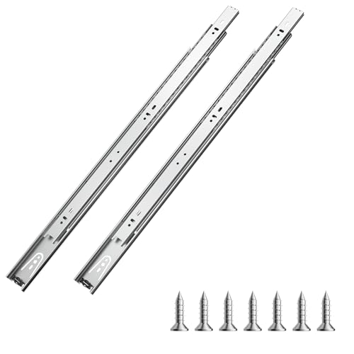 VEVOR Glissières de Tiroir, 10 Paires, Coulisses de Tiroir à Billes à Montage Latéral 500 mm Capacité de Charge 45 kg, Rail de Guidage en Acier au Carbone à Extension Complète pour Armoire Cuisine