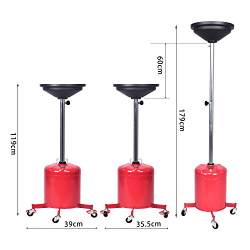 A A IN 5 Gallon Oil Drain Portable Steel Oil Drain, Waste Oil Drain with Wheel, Adjustable Height - Thumbnail 5