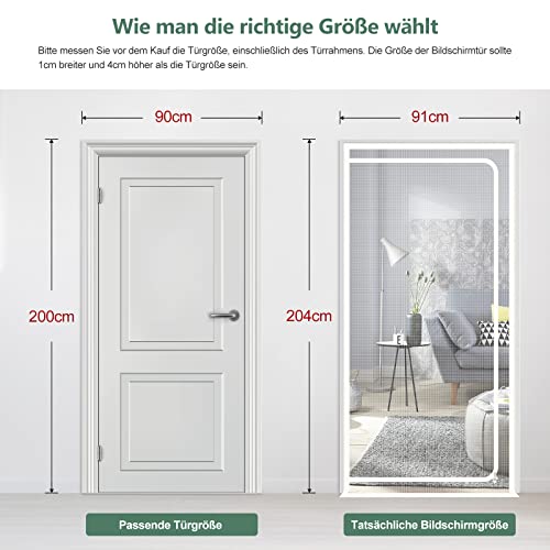 Katzengittertür Passend für Türgröße 90cm x 200cm, Haustiersichere Fliegengittertür, Katzen an der Flucht hindern, Katzengitter für die Einführung Neuer Katzen