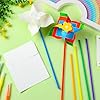 Poen 48 Pcs DIY Pinwheels Paper Craft Bulk Color Your Own White Pinwheels Summer Activity Arts July 4 Patriotic Memorial Day Craft Blank Windmills Party Favor Supplies, 5 Inches #2