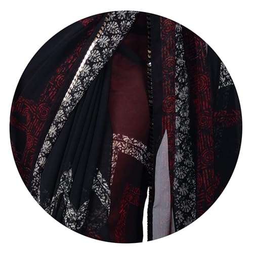 Image of MIRCHI FASHION Women Sari Georgette Chevron Printed | Modern Pattern Farewell and Festive Drape with Matching Blouse Piece