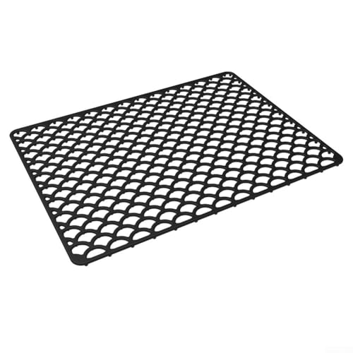 Alfombrilla protectora de silicona para fregaderos de cocina con drenaje central, resistente al calor, reduce el ruido y protege el fregadero de daños, flexible y apta para lavavajillas (es negro)