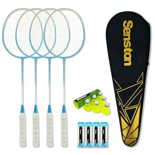 Image of Senston Badminton Rackets Set for Backyards, Badminton Set Includ 4 Rackets, 6 Birdies, 4 Non-Slip Grips, 1 Carrying Bag - Perfect for Adult Beginners, Family & Casual Outdoor Games