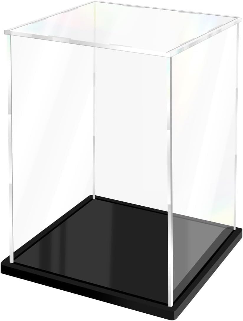 Qzix Clear Acrylic Display Case with Black Base | Dustproof Transparent Showcase Box for Collectibles, Lego Figures, Dolls, Miniatures, Toys & Showpieces | Protective Display Stand (6x6x10 inches)-image-35