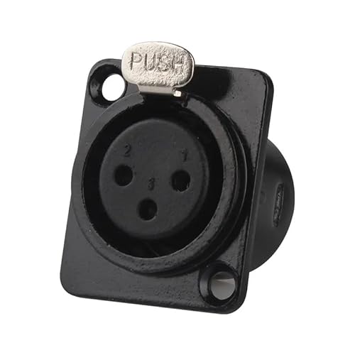 TECHZOCO Conector XLR Hembra, Base XLR chasis, conector Microfono hembra, Terminales para soldar, Adapter xlr, Conector 3 polos, Apto para el montaje en superficie panel, Negro