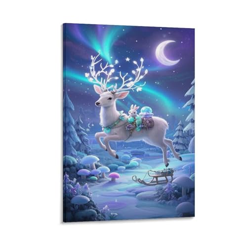 Tableau murale cerf blanc decoration nature pour bureau et restaurant