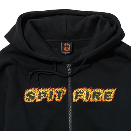 Spitfire Wheels Hoody Flames Script Zip Black3