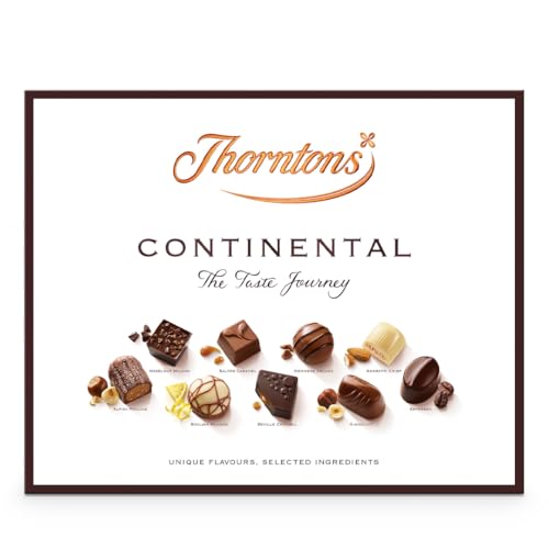 Thorntons Continental Chocolate Gift Box for Women and Men, Christmas Gifts, Valentines Gift, Inspired by European Flavours, Assorted Milk, White, Dark Chocolate, 454g
