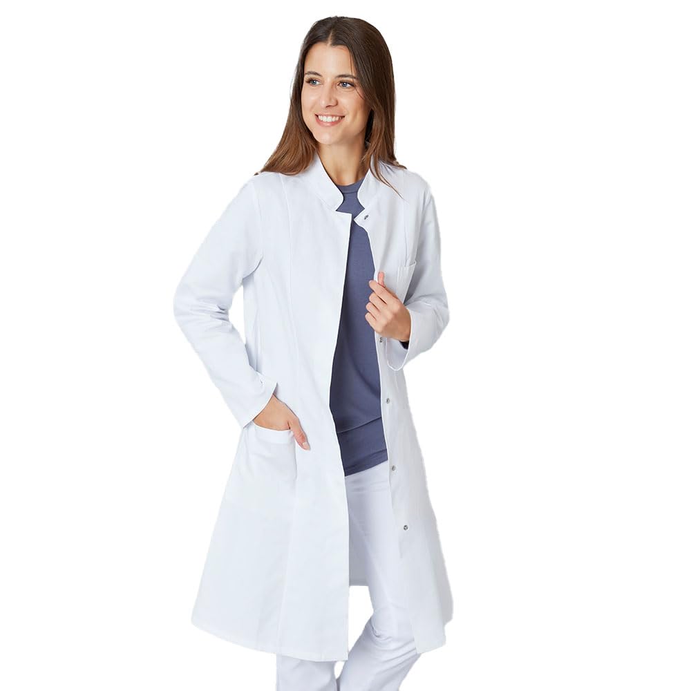 Exner Blouse de médecin pour femme - Blouse de laboratoire - Manteau de travail - Médecin - Blanc - Taille 3XL