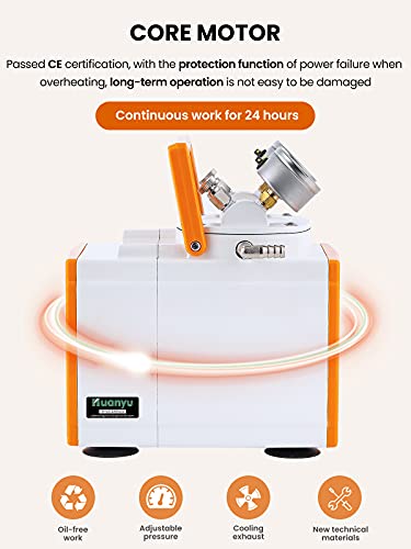 Huanyu Oilless Diaphragm Vacuum Pump Oil Free Anticorrosive Pump 30L/Min Lab R&D For Filtration Extraction Apsorption 110V(Anticorrosive Type, Gm-0.5A(Single Pump)) #TOP1