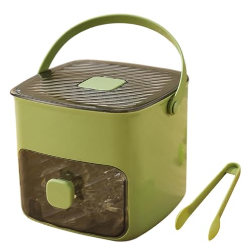 Werwing Máquina de cubitos de hielo tipo prensa, bandeja de hielo de 48 rejillas con contenedor de almacenamiento, reutilizable para café, cócteles, jugo, cocina doméstica, color verde