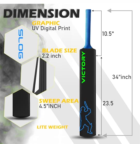 Image of Victory Slog Plastic Cricket Bat Full Size Series (34 X 4.5 Inch) Bat for All Age Group |Best for Practicing-Recommended to Play with Soft Rubber, Tennis,Wind Ball (The Slog with Ball)