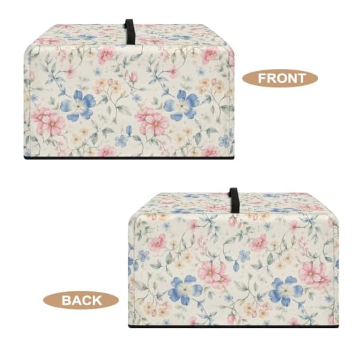 Image of Microwave Dust Cover Toaster Oven Dustproof Cover Stain-Resistant Oil-Proof Smart Oven Protector for Kitchen Countertop, L, 20.9 x 15.7 x 12.4 Inches, Blue Pink Floral