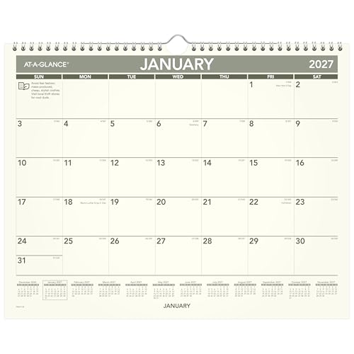 Image of AT-A-GLANCE 2027 Wall Calendar, Monthly, 15 inch x 12 inch Planner, Unruled Daily Blocks, Recycled (PMG772827)