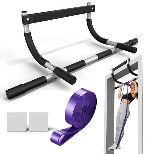 ONETWOFIT Pull Up Bar for Doorway, Adjustable Door Frame Chin Up Bar Portable Pull-Up Bar for Home Gym, Strength Training Upper Body Fitness Workout Exercise Bar