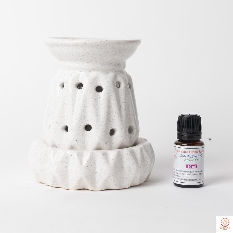 Image of New Zero Size Electric Aroma Burner with 10ml Sandalwood Aroma Oil for Living Room, Bedroom | Decoration Items -White Color
