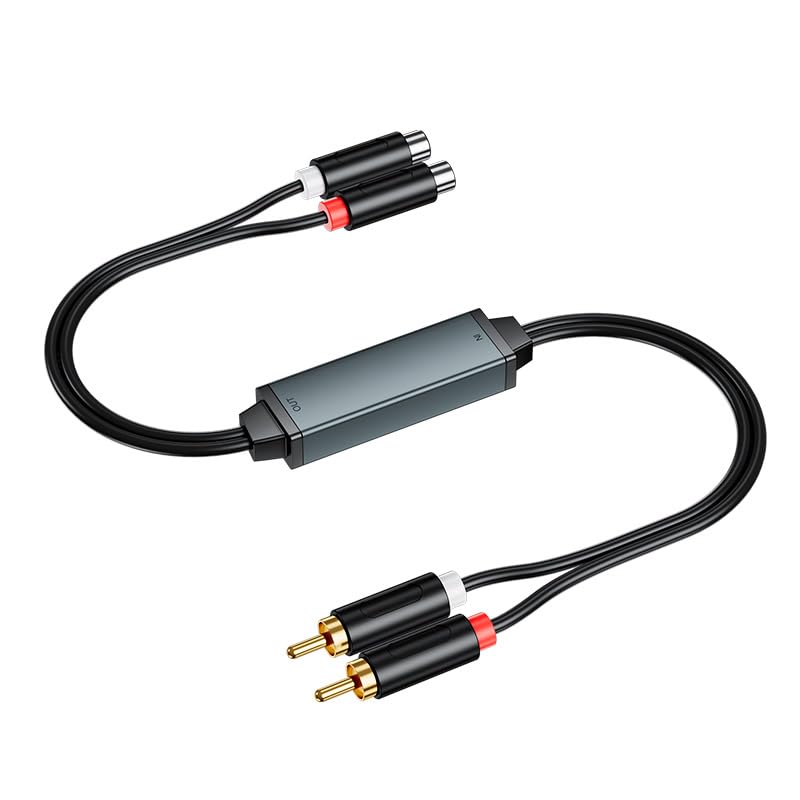 eppfun AV100C - Isolatore Acustico ad Anello di Messa a Terra per Sistema Audio Auto/Stereo Domestico, Isolamento del Circuito di Messa a Terra, Filtro Acustico con 2 Cavi Audio RCA, Nero (1 PC)
