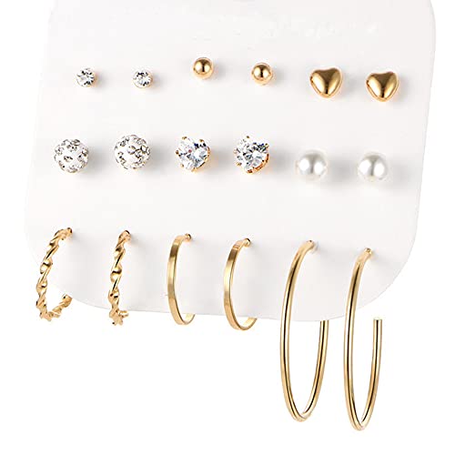 Image of Shining Diva Fashion Stylish Combo Design 6 Pairs Metal Earrings for Women and Girls (F12787er)