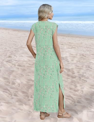 Image of Zeagoo Summer Dresses for Women 2026 Long Maxi Sundresses Loose Split Wrinkle-Free Beach Travel Vacation Clothes