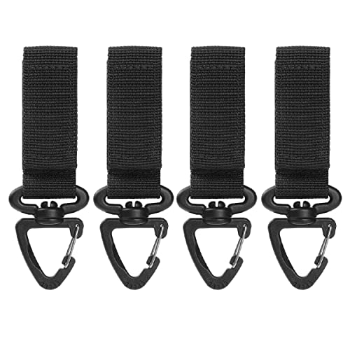 TRIWONDER Mousqueton de Ceinture 4 Pièces Sangle avec Porte-Clés Mousquetons de Multifonction Boucle de Gilet Tactique pour Plein Air Camping Randonnée (B - Noir - 4 Pièces) Cover
