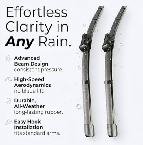 Image of Car Windshield Wiper Blades Suitable With Hyundai i10 Grand - Set of 2Pc (D-22, P-16)