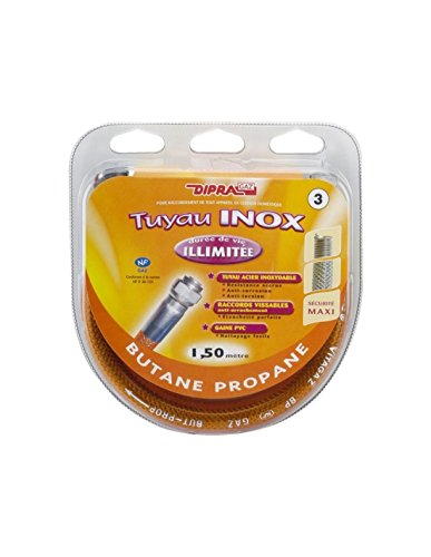 DIPRA - Flexible inox pour gaz butane - propane 1M50