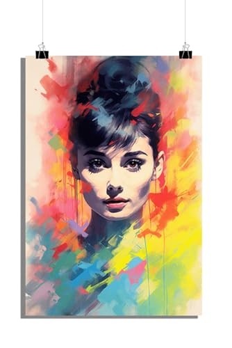 25 Artstreet Poster d'Audrey Hepburn | icône hollywood | Portrait de célébrité | Pop Art | Coloré Audrey Hepburn (taille 60 x 90)