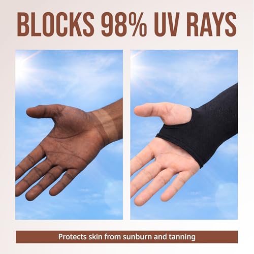 Image of UV Sun Protection Arm Sleeves for Men & Women - UPF 50+ Cooling Hand Cover for Biking, Cricket, Driving & Cycling - Tan Protection Guard