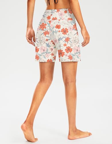 Image of G Gradual Women's 7 inch Long Swim Board Shorts High Waisted Quick Dry Beach Swimming Shorts for Women with Liner Pockets