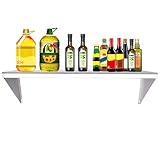 CNCEST Stainless Steel Shelf 12” x 43”, Heavy Duty Metal Shelf Commercial Wall Mounted Floating Shel