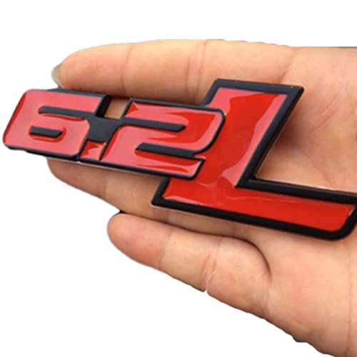 Image of 2X 6.2L Emblems Engine Name 3D Metal Badge Aluminum Adhesive Sticker Decal Replacement for 150 250 350 (Red Black)