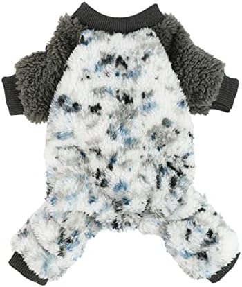 Fitwarm Thermal Dog Pajamas Fuzzy Velvet Doggie Coat Puppy Winter Onesies Doggy Soft PJS Pet Cold Weather Clothes Cat Apparel Blue X-Small