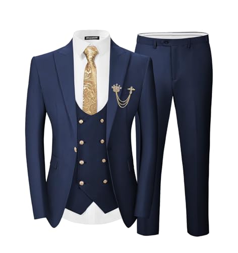 Men's Slim Fit 3 Piece Suit with Blazer and Vest