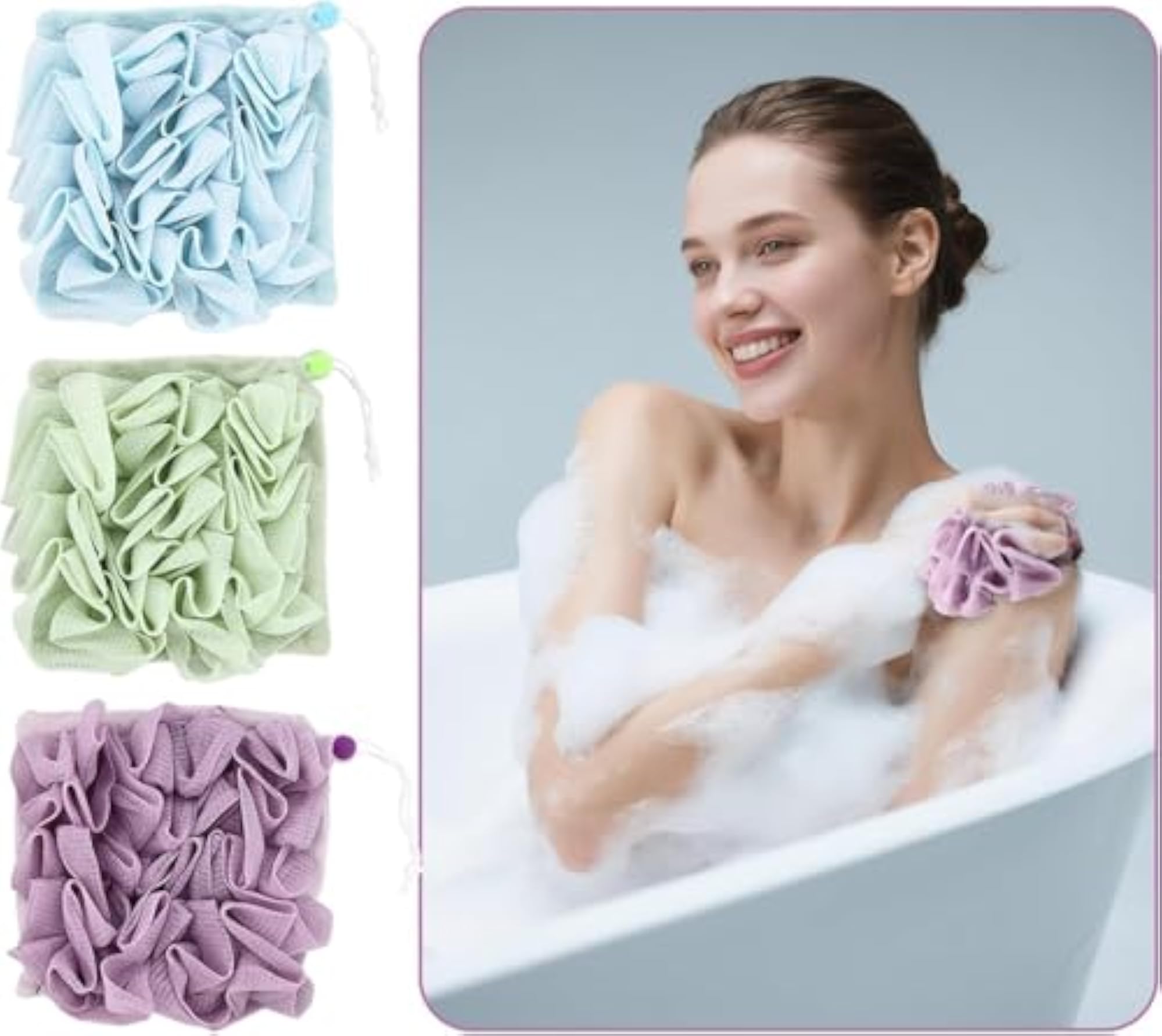 Washcloth Loofah Combo 2-in-1 for Exfoliation