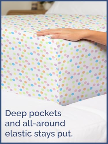Image of Kids Queen Multicolor Dots Bed Sheets - 4 Piece Multicolor Dots Sheet Set | Multicolor Dots Themed Bedding, Ultra-Soft, Cute & Cozy, Breathable & Machine Washable, Bed Set for Boys, Girls & Teens, Cozy
