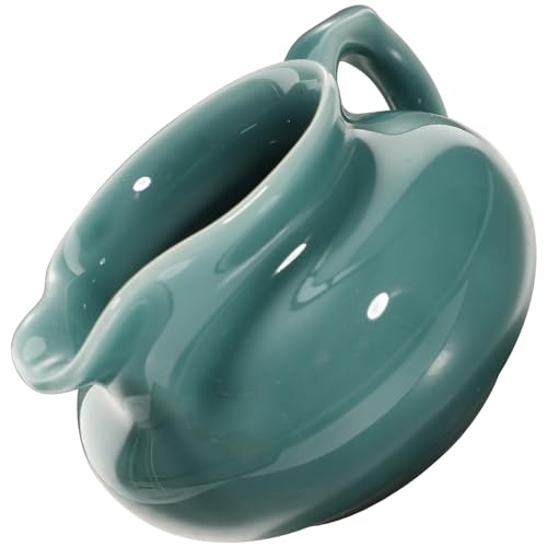 VERDANVERSE Salsiera Multifunzione in Ceramica Verde Smeraldo Distributore di Salsa Leggero Fondo Antiscivolo Ciotola per Condimenti per Feste e Banchetti