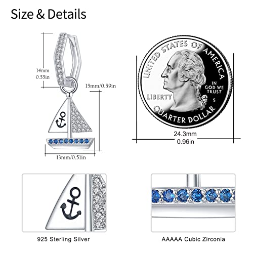 Cuoka Miracle Anchor Necklace/Earrings For Women 925 Sterling Silver Nautical Anchor Pendant Beach Sailor Necklace Jewelry Gift For Girls Daughter Friends (Sailboat Anchor) #TOP3