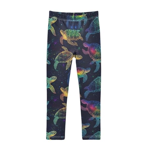 Rainbow Colored Girls' Leggings Toddler Doodles Sea Turtles Kids Yoga Pants Dance Active Tights 4T