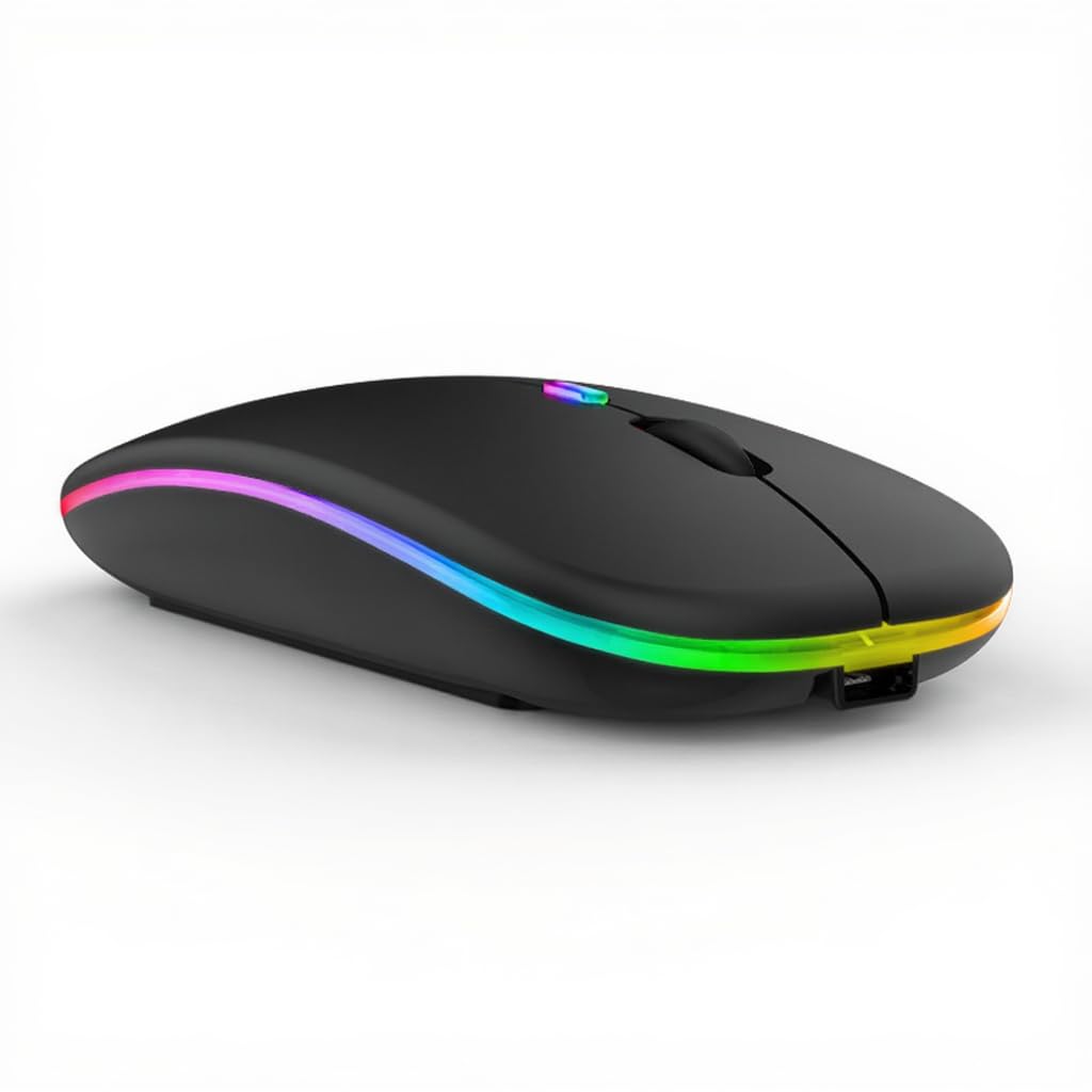 SNAPPSY Wireless Mouse | DualMode Bluetooth & 24GHz Connectivity Rechargeable Battery, Luminous LightBlue Glow for Notebook, Desktop, Laptop,