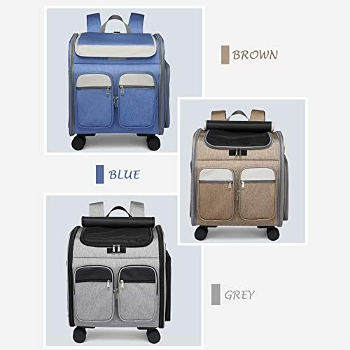 Miniatura 8 de Mochila transportadora de mascotas con ruedas, cochecito de mascotas, transportador de viaje, asiento de automóvil para perros pequeños, gatos,